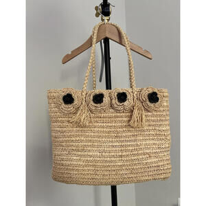 Annabel Ingall 100% Raphia Floral Tote Bag